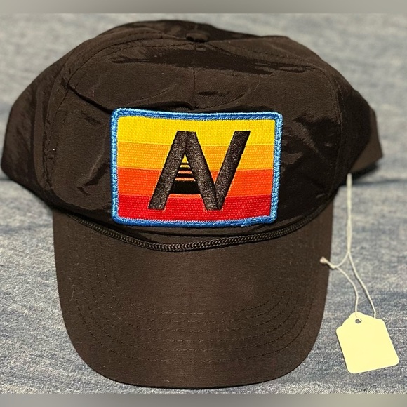 ‼️RARE‼️?AVIATOR NATION??NWT? LOGO RAINBOW—VINTAGE NYLON TRUCKER HAT in Black